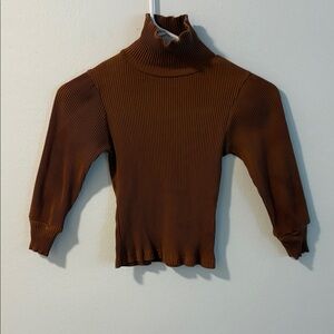 Source Unknown Brown Ribbed Turtleneck for Kids
